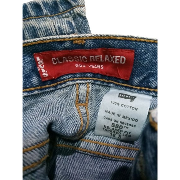 Levi's 550 Classic Relaxed Fit Tapered Leg Size 18 S Blue Women's Jeans - Picture 5 of 5